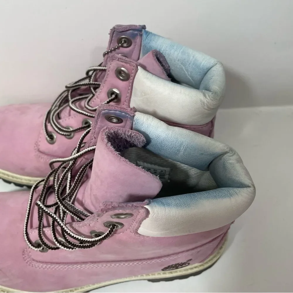 Timberland Pink & White Classic Leather Boots